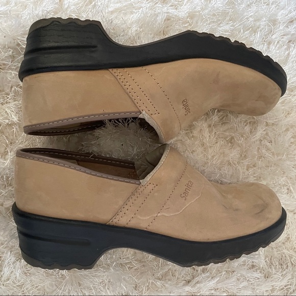 SANITA 38 Seude clogs tan cream professional shoes slip on - Picture 7 of 9